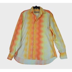 VINTAGE Brandolini Sport Italian Size Large Orange Pleated Shirt Button Up Dress
